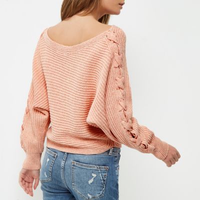 Coral batwing knit jumper